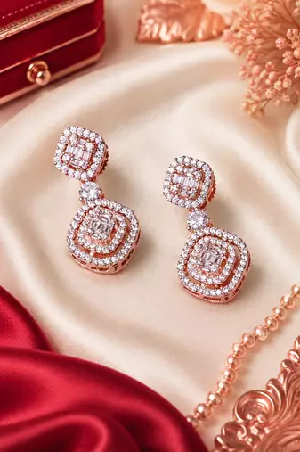 Rose gold glamour link drop earrings