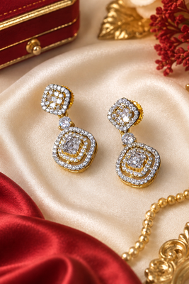 Gold Glamour Link Drop Earrings 3