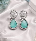 Rhodium Mint Royale Teardrop Earrings