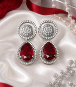 Rhodium ruby royale teardrop earrings