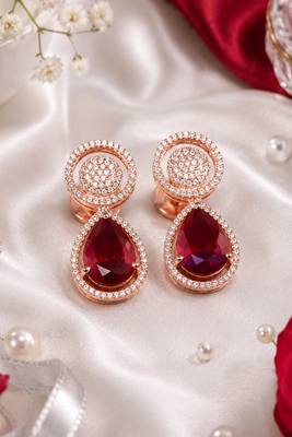 Rose ruby royale teardrop earrings 2