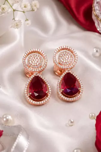 Rose ruby royale teardrop earrings