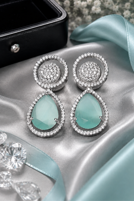 Rhodium Mint Royale Teardrop Earrings 3