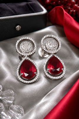 Rhodium ruby royale teardrop earrings 3