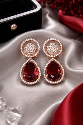 Rose ruby royale teardrop earrings 3