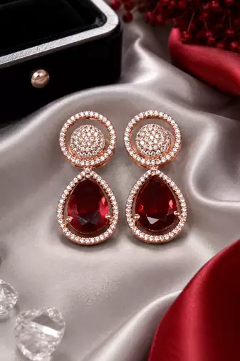 Rose ruby royale teardrop earrings