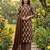 coffee brown block printed cotton angrakha-style straight kurta set