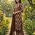 coffee brown block printed cotton angrakha-style straight kurta set
