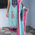 sky blue color digital print and hand embroidery silk blend salwar suit