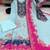 sky blue color digital print and hand embroidery silk blend salwar suit