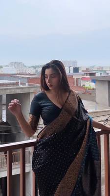 Black color art silk blend sarees with blouse 1