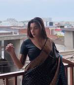 Black color art silk blend sarees with blouse