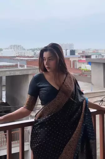 Black color art silk blend sarees with blouse