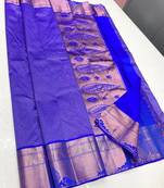 Royalblue color art silk blend sarees with blouse