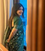 Green color art silk blend sarees with blouse