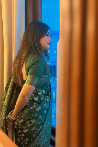 Green color art silk blend sarees with blouse