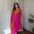 hot rani pink color handwork  mull chanderi kurti plazzo set