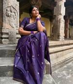 Purple color Cotton silk blend sarees with blouse
