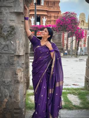 Purple color Cotton silk blend sarees with blouse 2