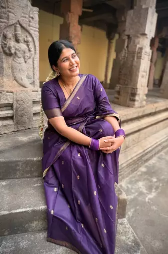 Purple color Cotton silk blend sarees with blouse
