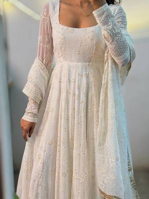 White Color Sequence And Embroidery Work Georgette Salwar Suit 2