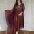 brown color handwork  mull chanderi kurti Palazzo  set