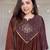 brown color handwork  mull chanderi kurti Palazzo  set