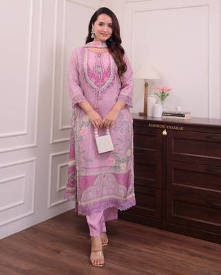 pink color printed wok silk blend salwar suit 1