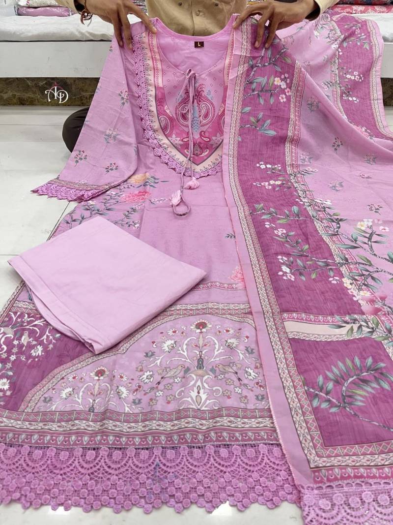 pink color printed wok silk blend salwar suit