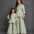 Pastel green brocade mother daughter combo co ord set
