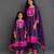 Purple pink embroidered silk mother daughter anarkali combo set