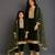 Green embroidered velvet mother daughter kurti combo set
