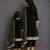 Green embroidered velvet mother daughter kurti combo set