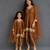 Brown mirror embroidered silk mother daughter kurti combo set