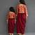 Brown brocade draped mother daughter skirt combo set