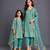 Pastel green embroidered chanderi mother daughter kurti combo set
