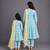 Blue printed silk mother daughter kurti combo set
