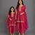 Fuschia pink embroidered chanderi mother daughter kurti combo set