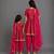Fuschia pink embroidered chanderi mother daughter kurti combo set