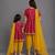 Fuschia pink yellow embroidered chanderi mother daughter kurti combo set