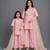Baby pink embroidered silk mother daughter kurti combo set
