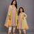Off white multicolor cotton silk mother daughter anarkali combo set