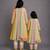Off white multicolor cotton silk mother daughter anarkali combo set