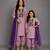 Purple embroidered cotton silk mother daughter kurti combo set
