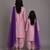 Purple embroidered cotton silk mother daughter kurti combo set