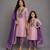 Lilac purple embroidered cotton silk mother daughter kurti combo set