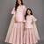Baby pink embroidered silk mother daughter sharara skirt combo set