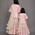 Baby pink embroidered silk mother daughter sharara skirt combo set