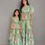 Mint green printed cotton silk mother daughter sharara combo set