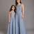 Blue printed organza mother daughter combo co ord set